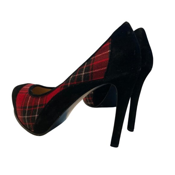 Gianni Bini Heels - Red & Black Buffalo Plaid Heels (Stilettos) - Picture 5 of 8
